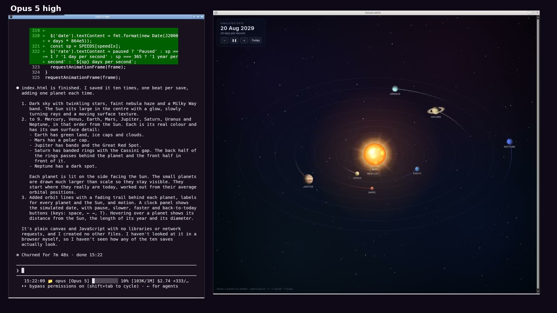 Grok 4.7 vs Opus 5 → a solar system